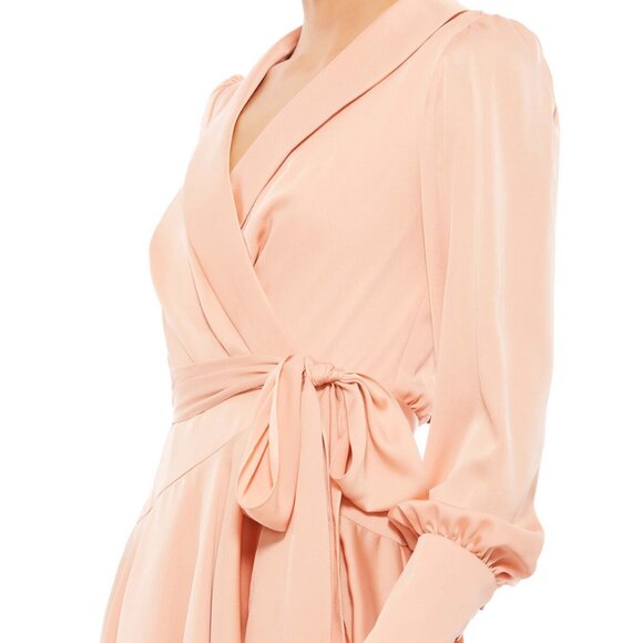 Mac Duggal 70135 Bishop Sleeve Wrap Dress Size 10 - Picture 2 of 3